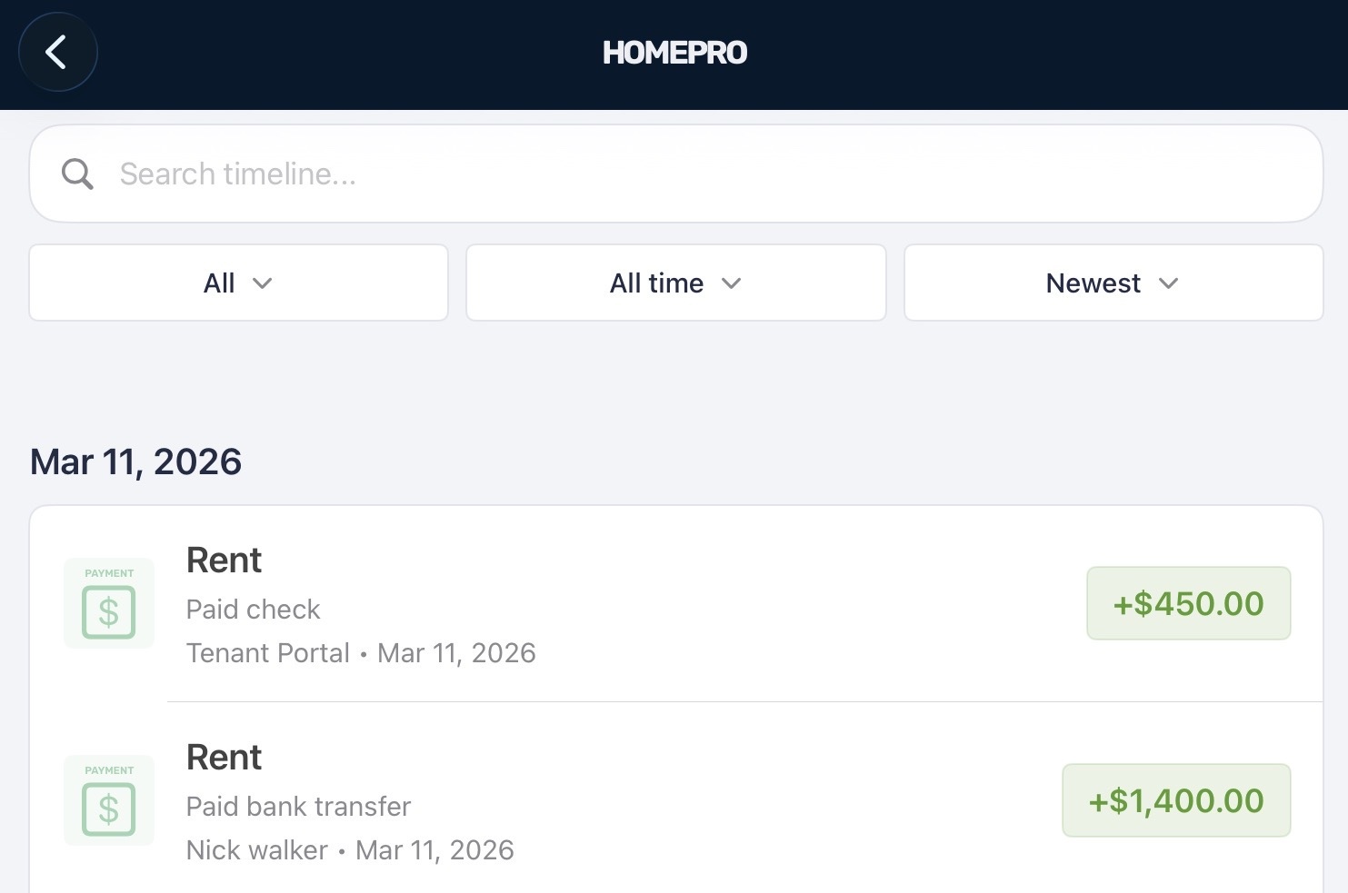 HOMEPRO Real Estate Timeline